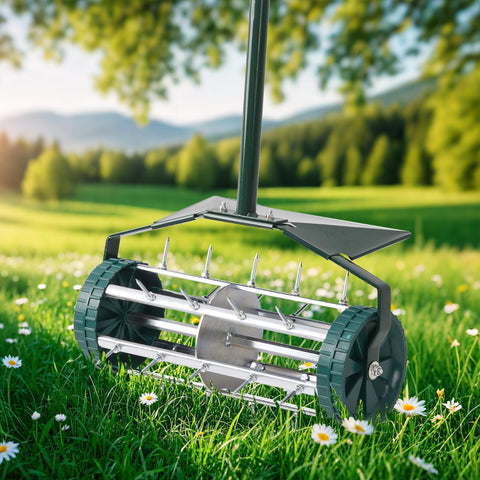 SANMEO heavy-duty manual push aerator built for durable lawn care
