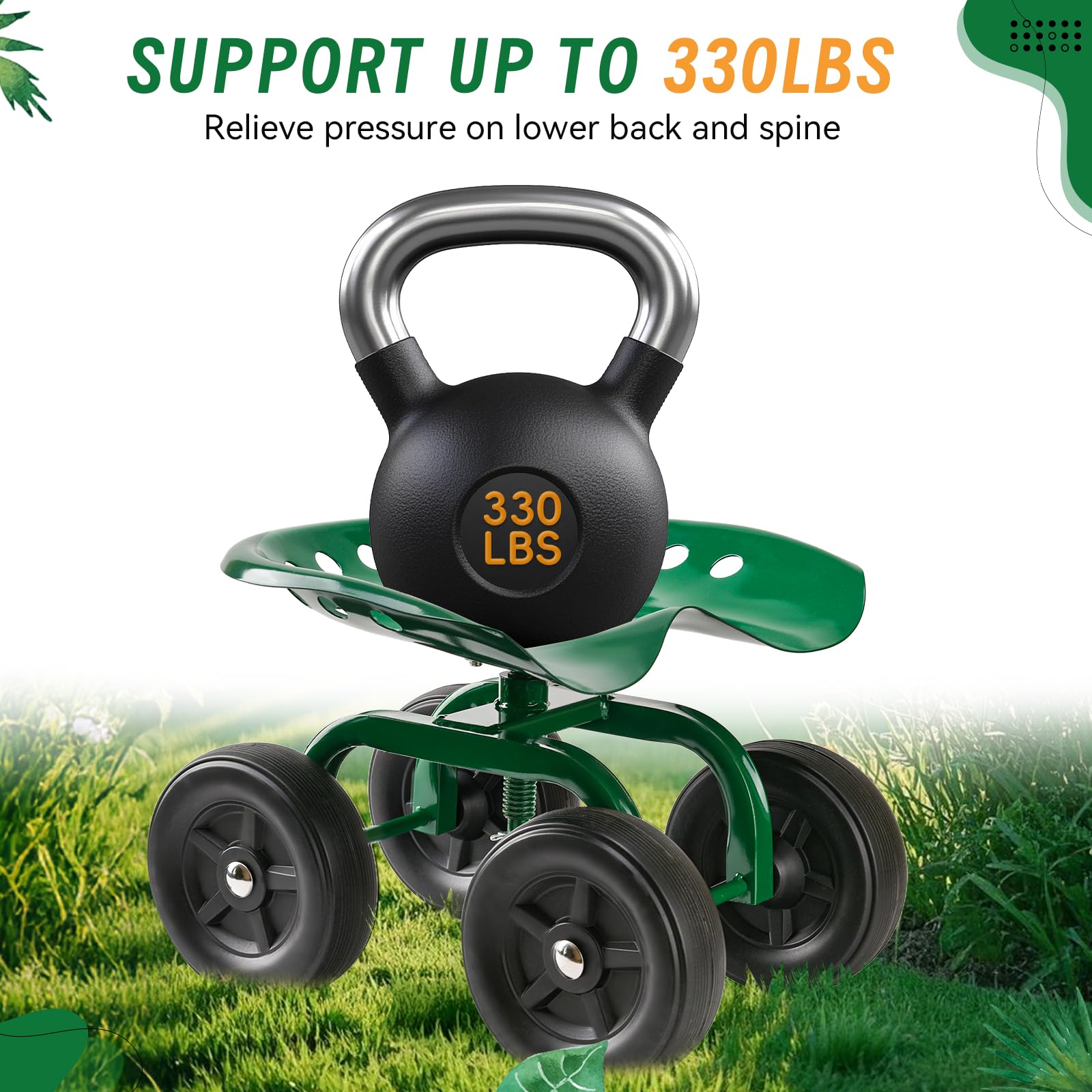 SANMEO multiuse garden cart for gardening, painting, or cleaning tasks.