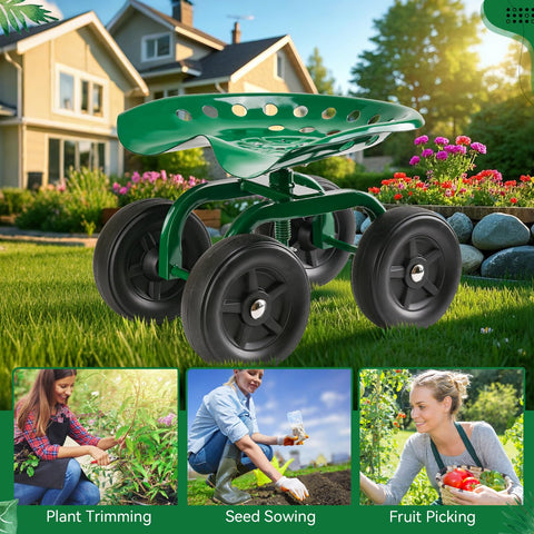 SANMEO patio rolling seat ideal for seniors and active tasks outdoors.