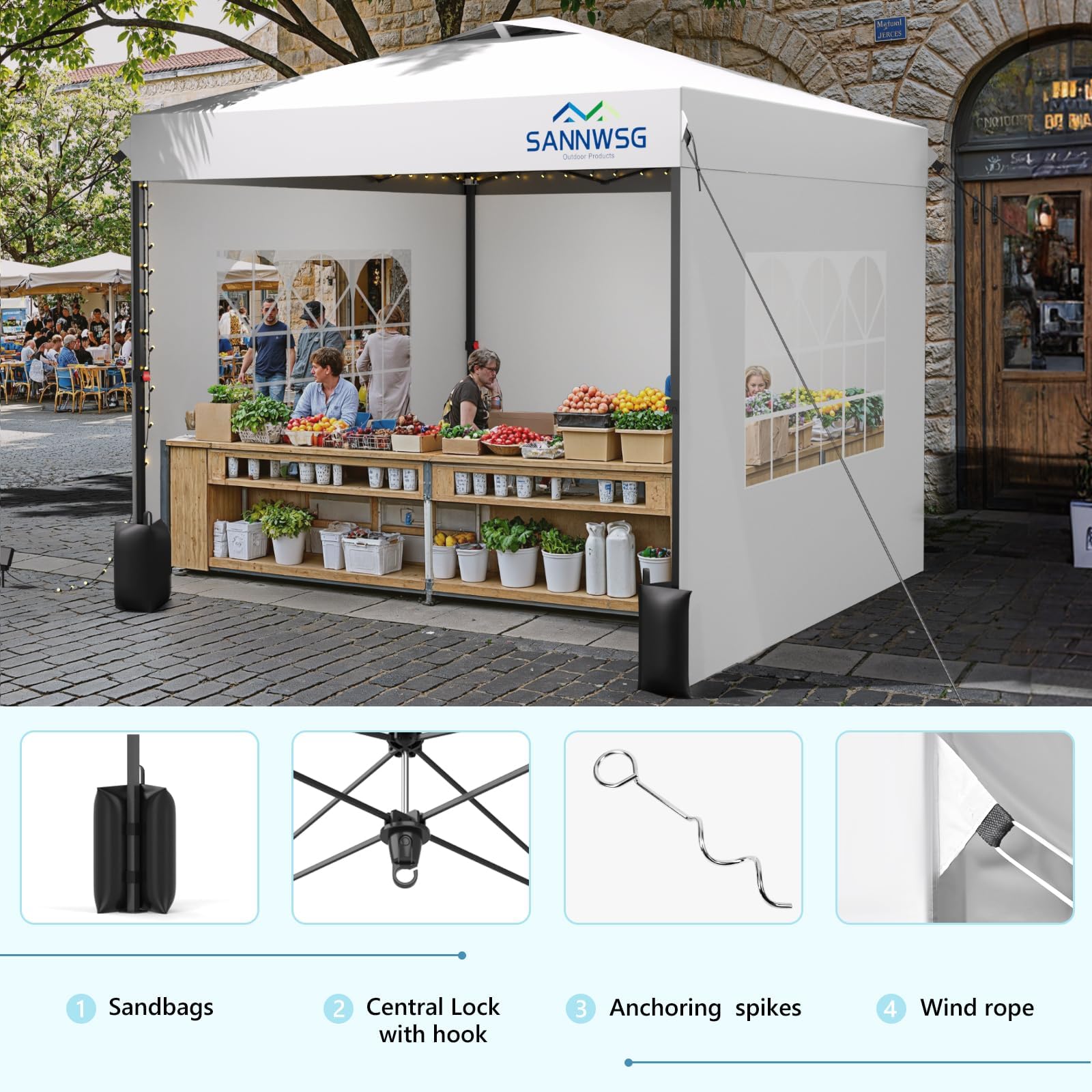 Sannwsg 100 sq ft shade area supports 8-10 people and gear