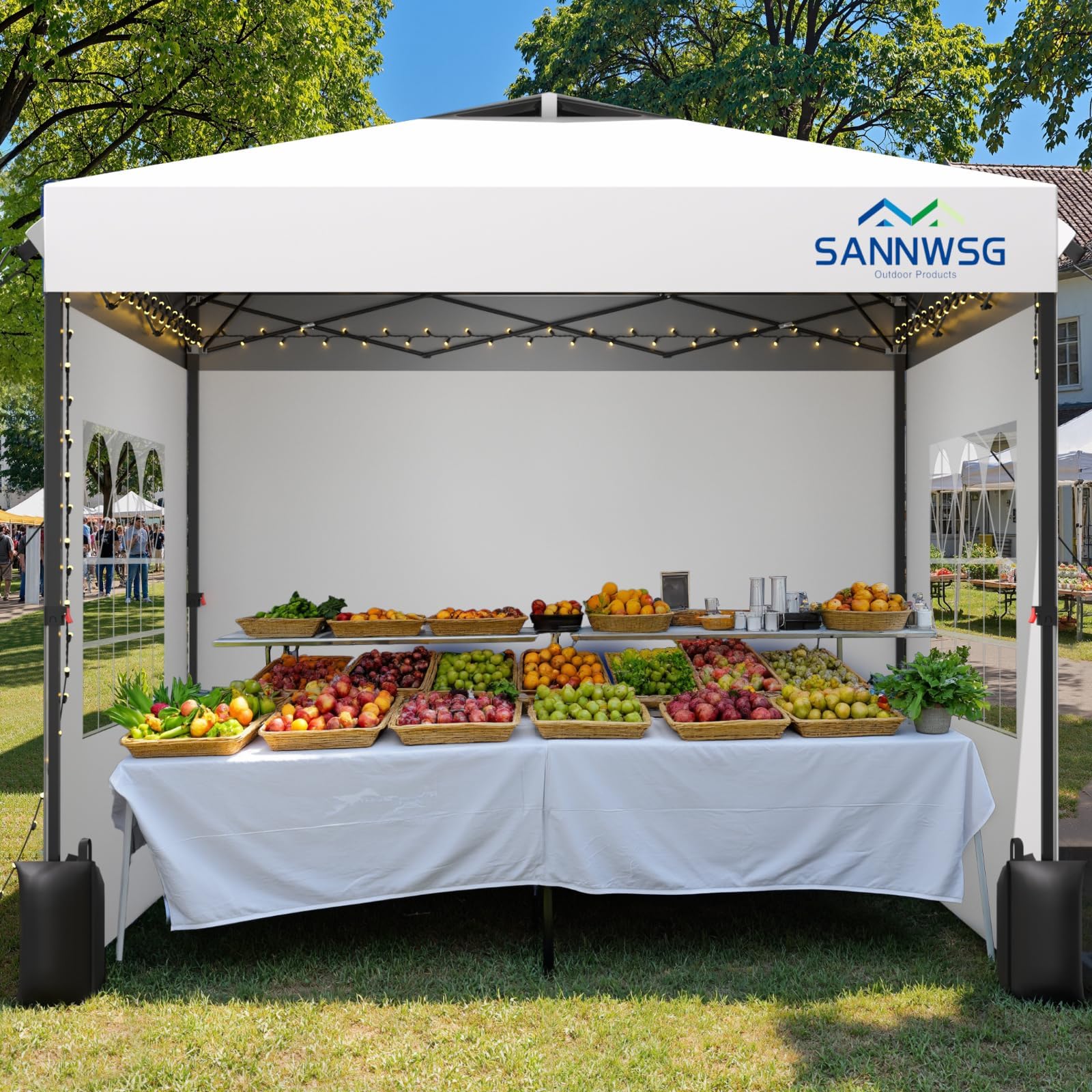 Sannwsg 10x10 pop up canopy setup provides quick shade for outdoor events