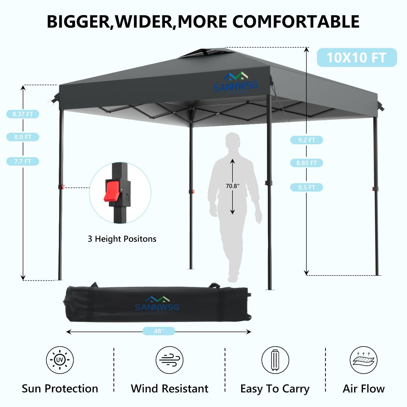 Sannwsg three sidewalls detached demonstrate adaptable privacy and sun protection