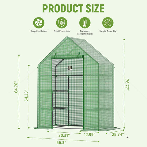 Sannwsg greenhouse dimensions 57 by 57 by 76 inches with walk‑in access