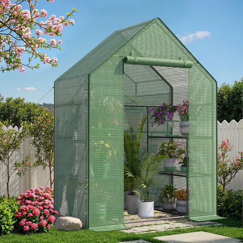 Sannwsg outdoor greenhouse with screen windows for airflow and pest protection