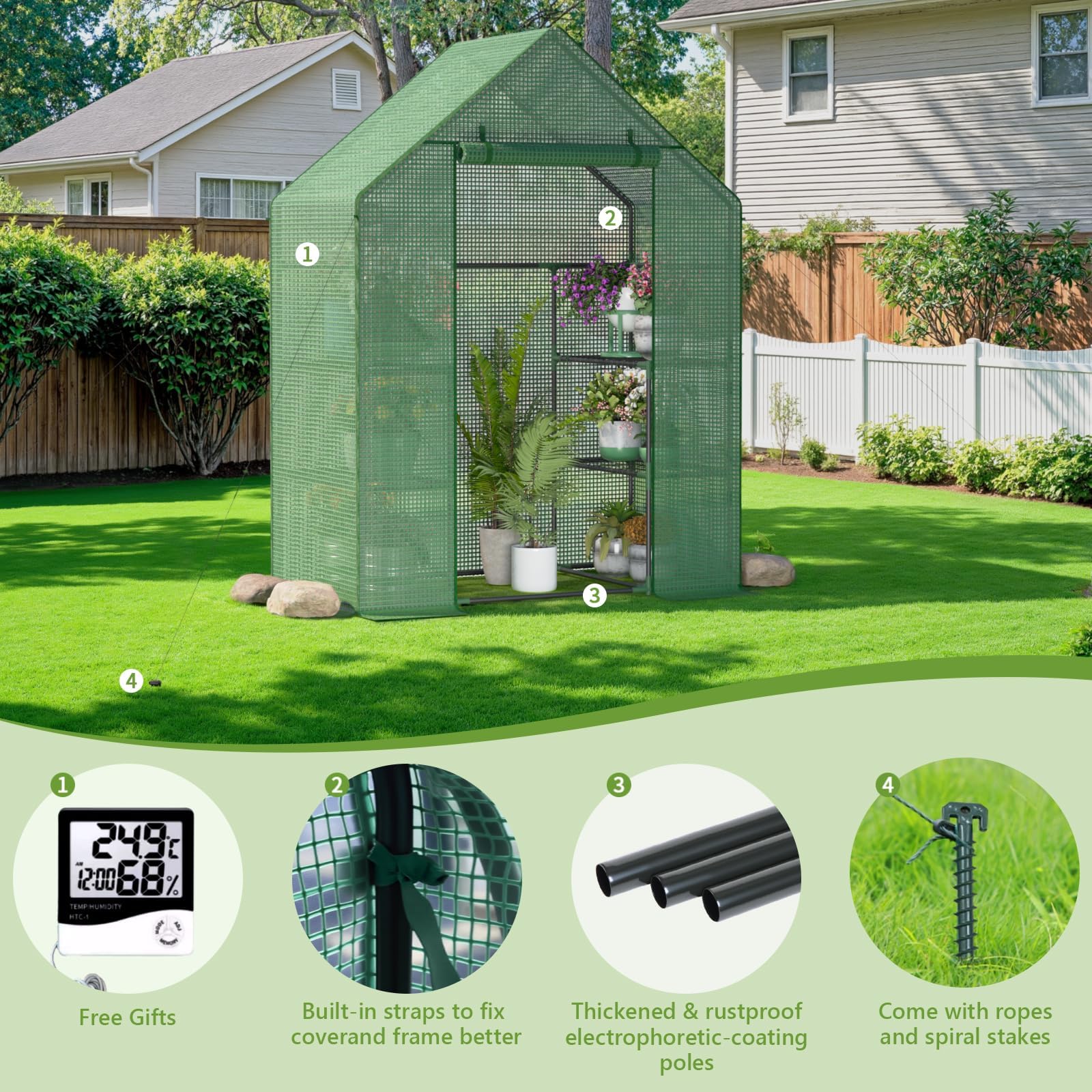 Sannwsg steel frame greenhouse resistant to rust for long term use