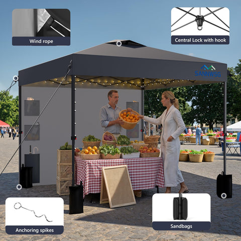 Sannwsg heavy-duty canopy provides stable shelter in windy settings.