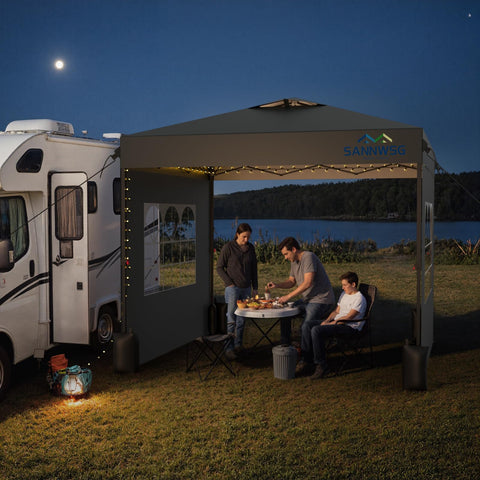 Sannwsg solar LED lights included enhance evening gatherings under the canopy