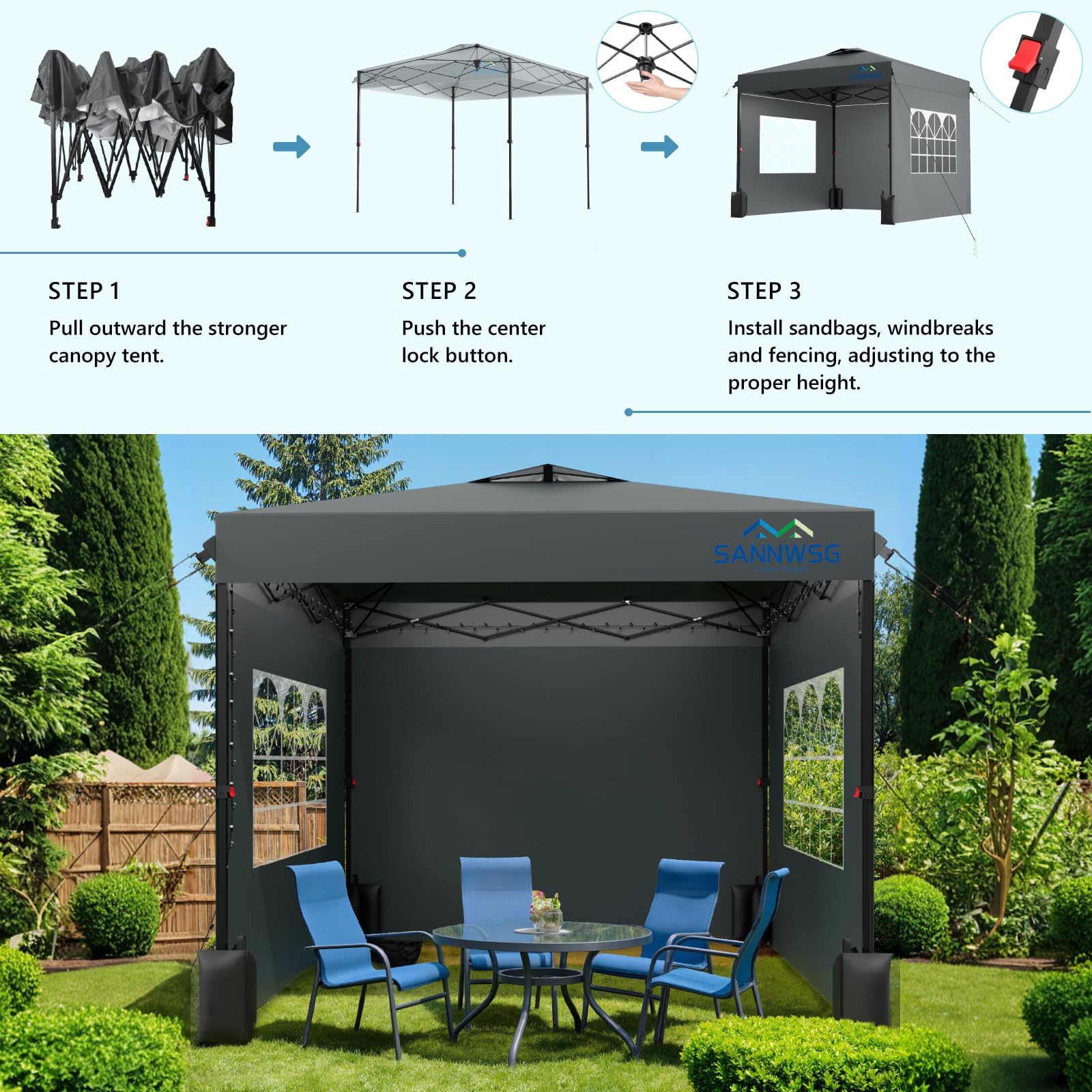 Sannwsg wheeled storage bag simplifies transport and storage after events