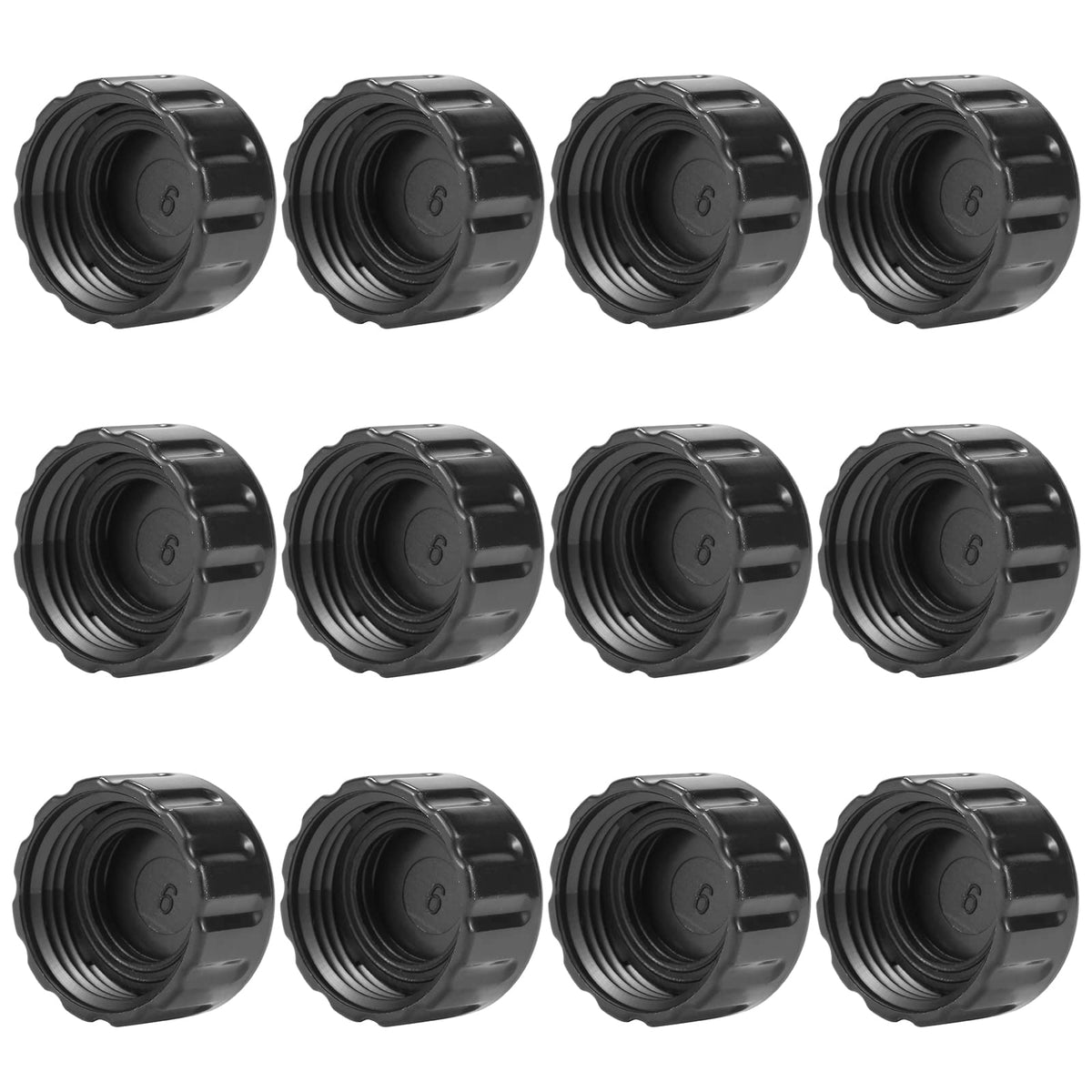 Sanpaint 12-pack garden hose end caps with washers for leak-free storage.