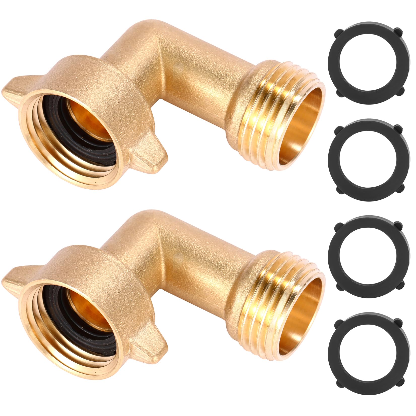 Sanpaint 2 pack garden hose elbow 90-degree for easier reach and tighter spaces.