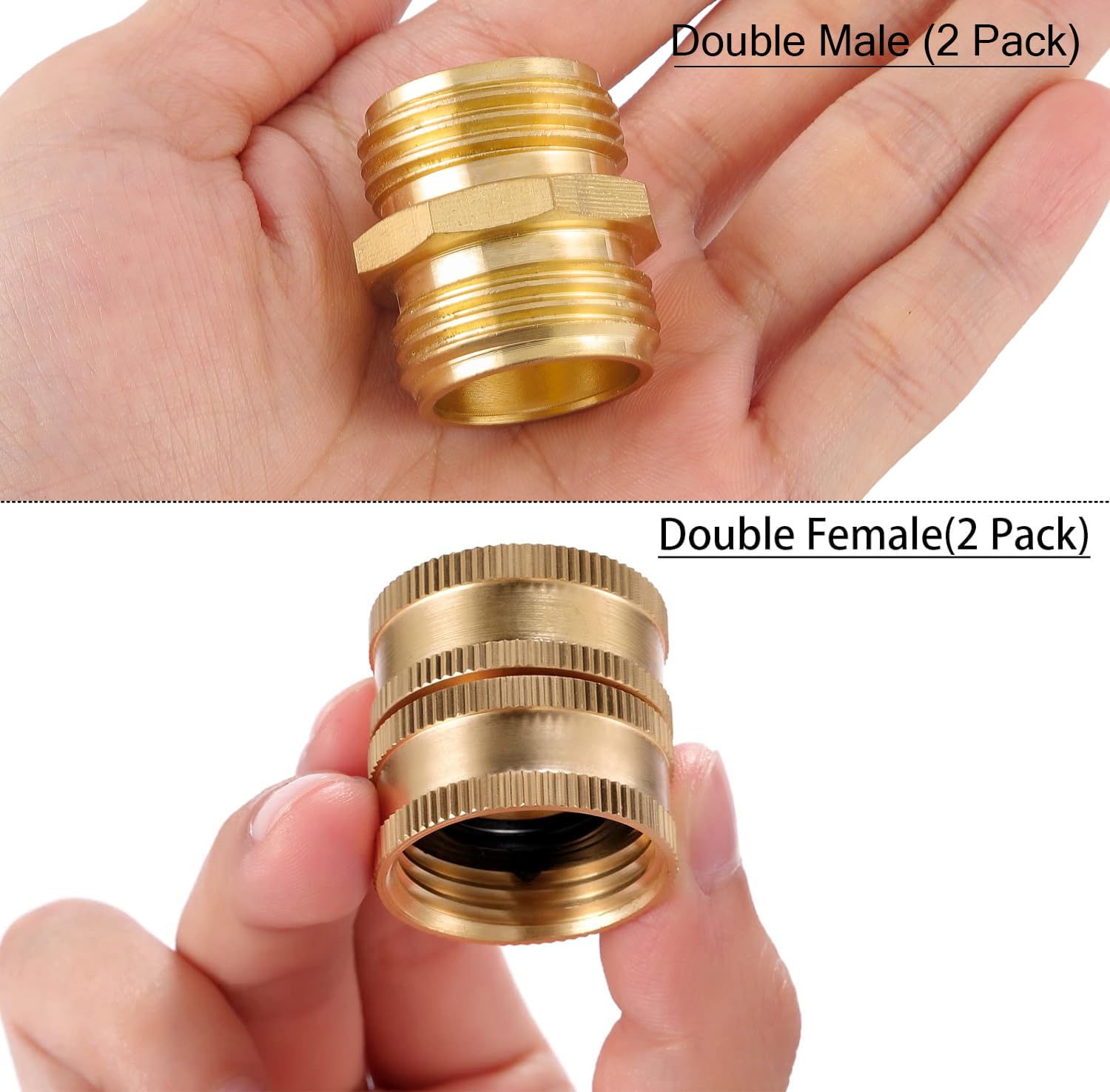Sanpaint 3/4 inch brass connectors fit standard hoses and devices.