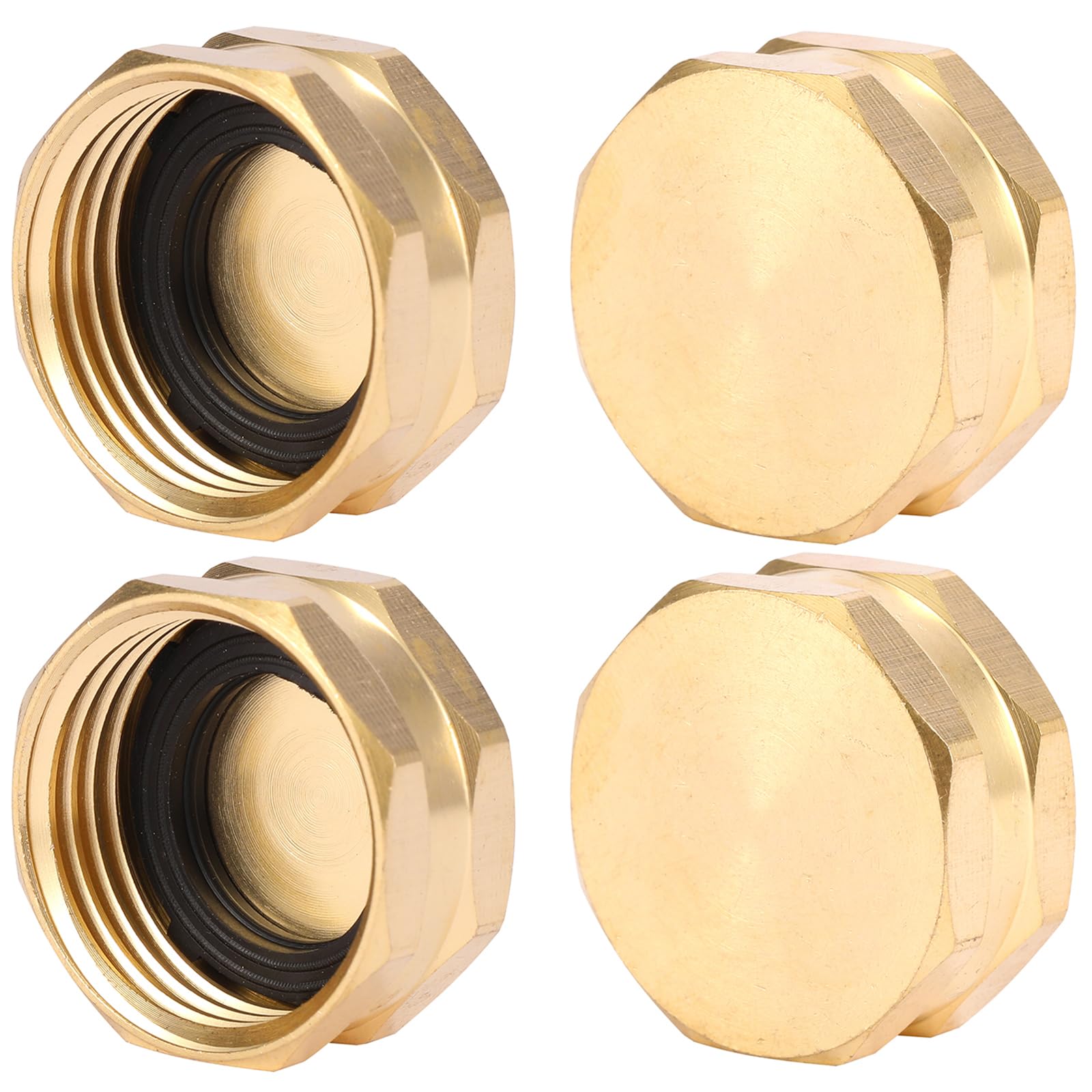 Sanpaint 4-pack garden hose end caps with washers for leak-free connections.