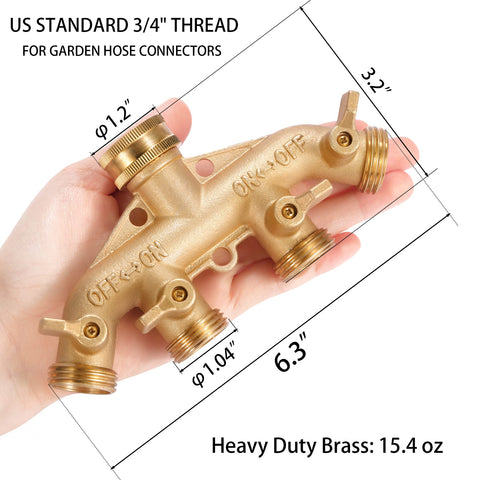 Sanpaint 4 Way Brass Hose Splitter assembly ready for installation