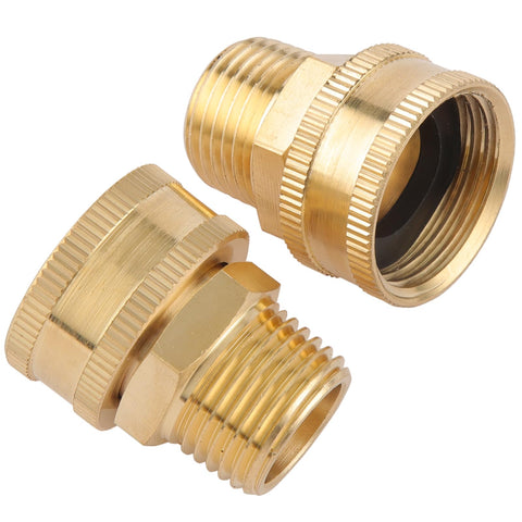 Sanpaint brass garden hose adapter with washers ensures tight seal.