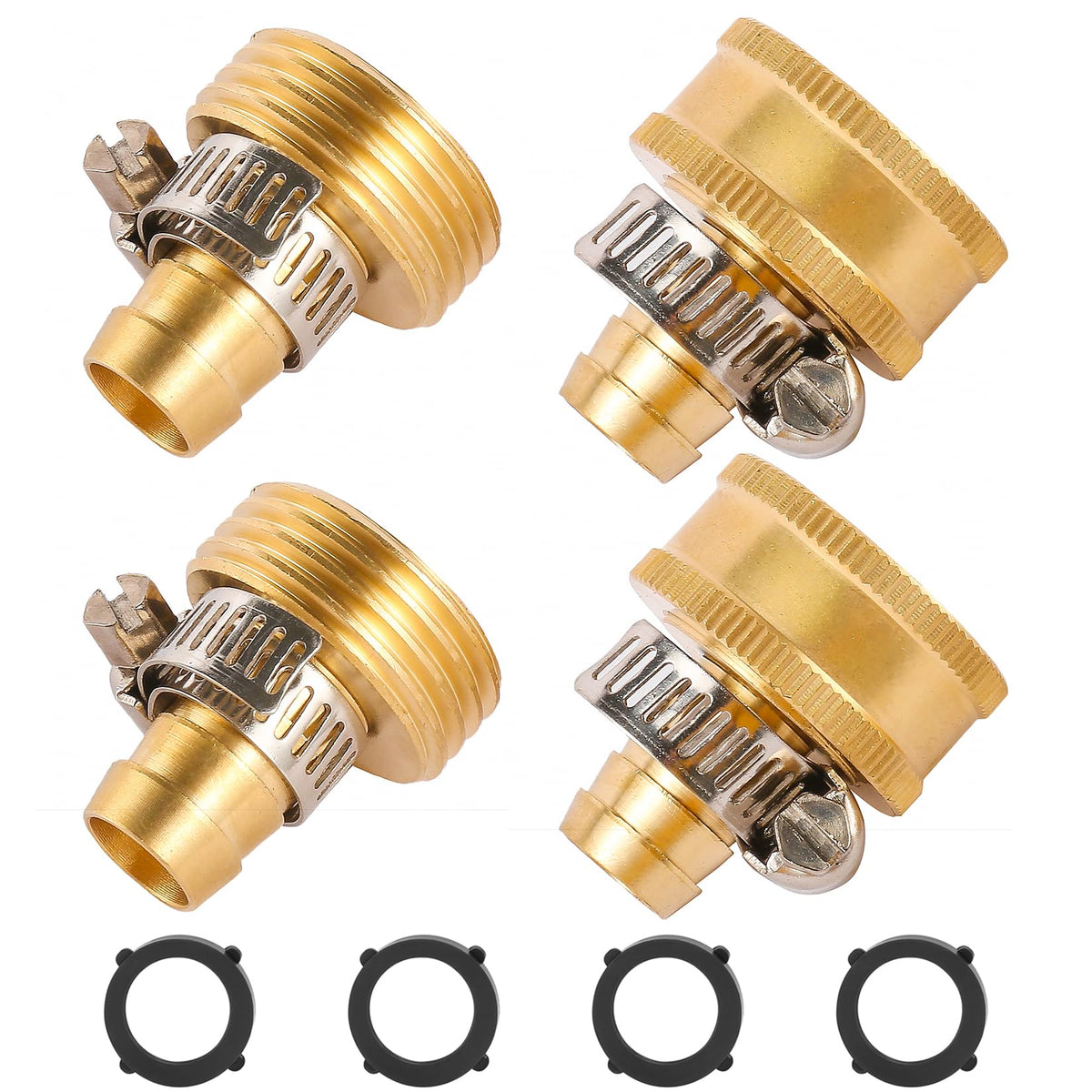 Sanpaint brass garden hose connector front view showing quick hose-to-hose fit