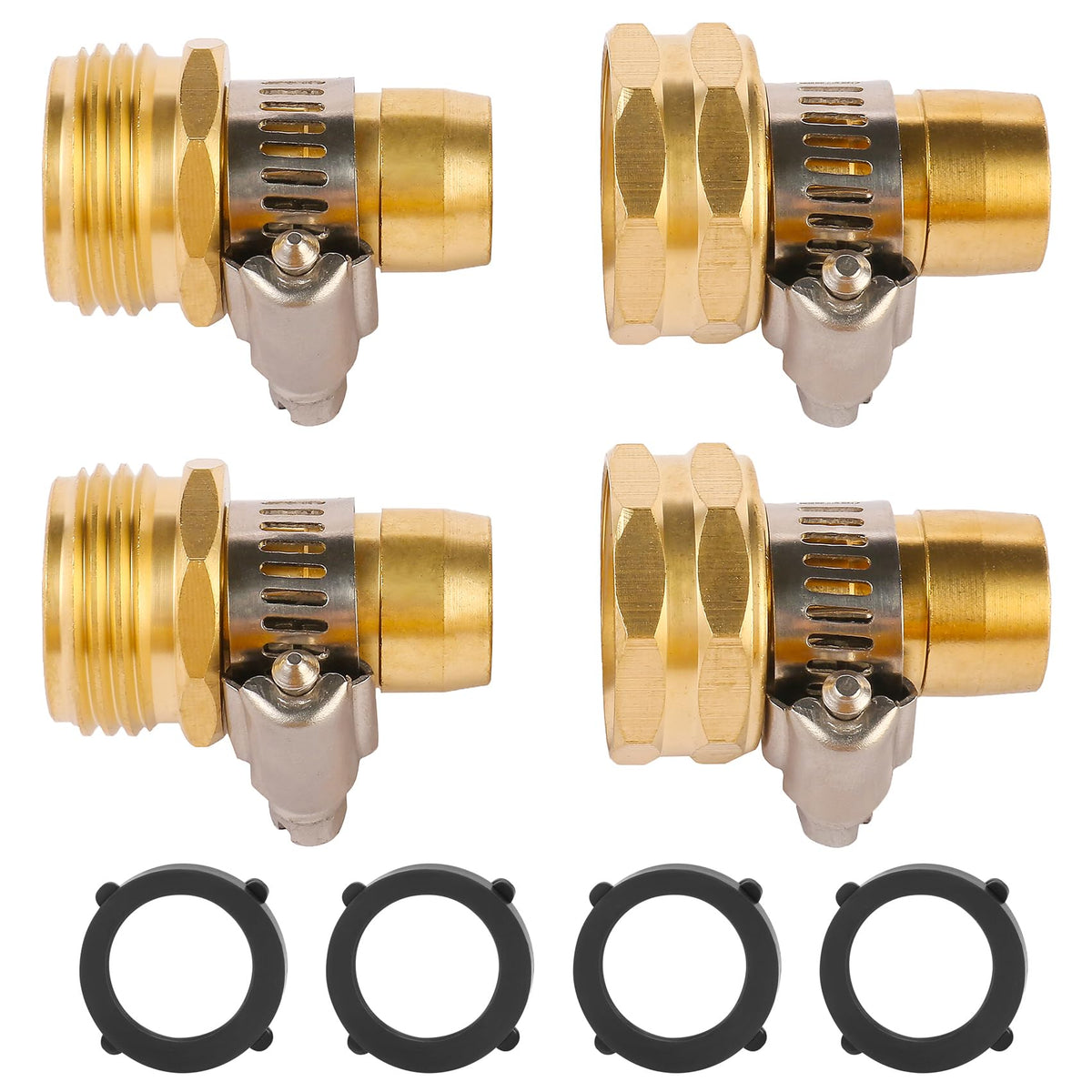 Sanpaint brass garden hose repair kit with clamps for easy leak fixes
