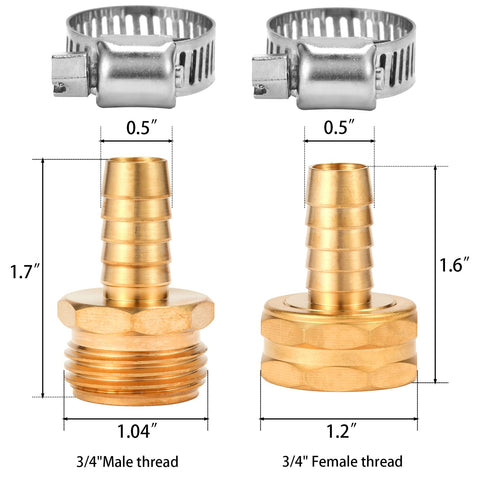 Sanpaint brass hose connector male and female parts ready for a secure seal.