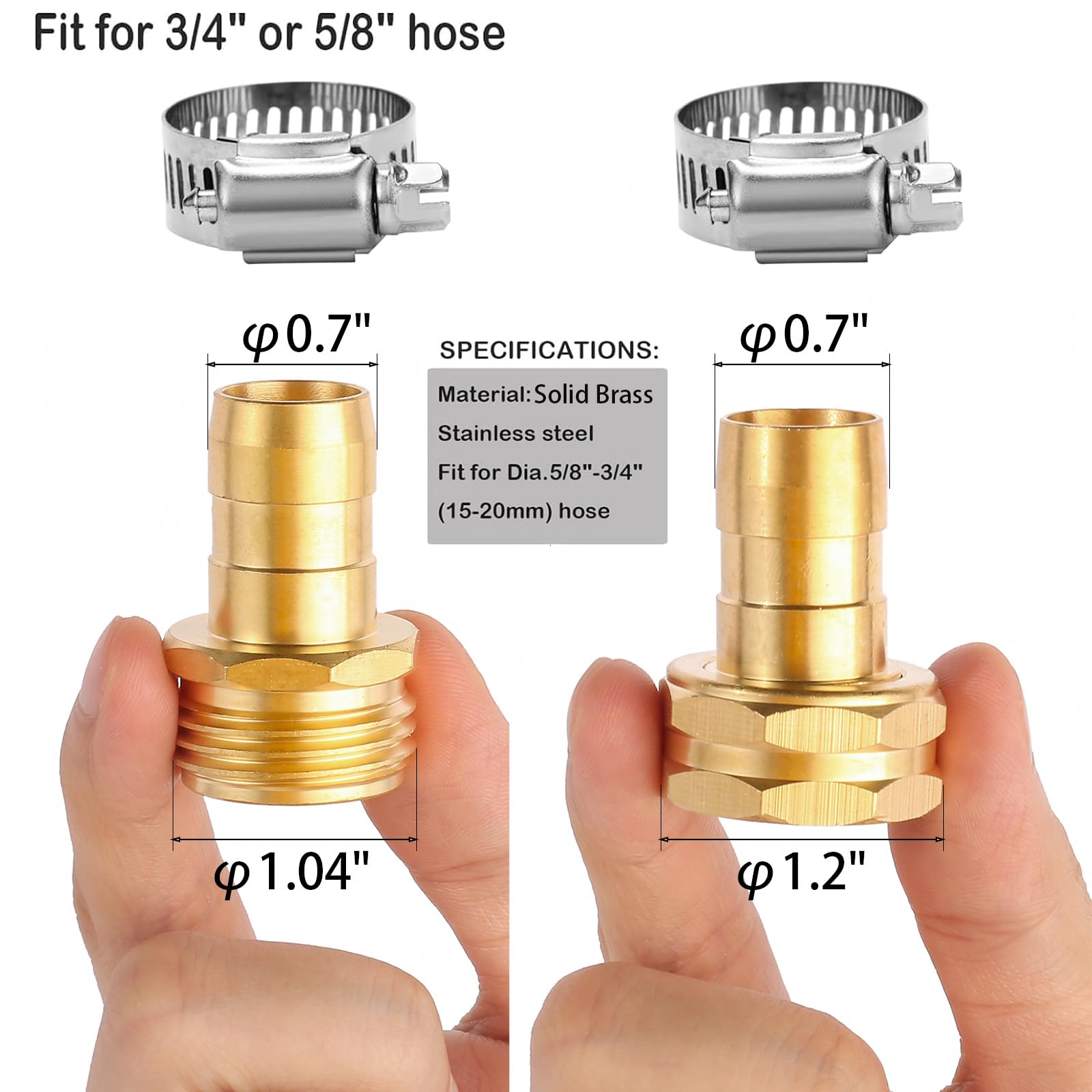 Sanpaint brass hose connectors for 3/4 and 5/8 inch hoses
