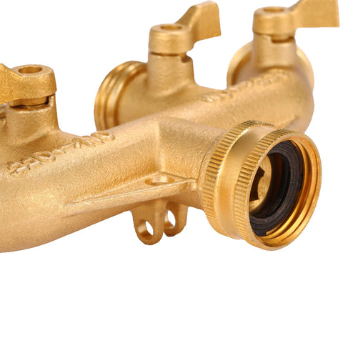 Sanpaint brass hose splitter leak-tight seal close-up