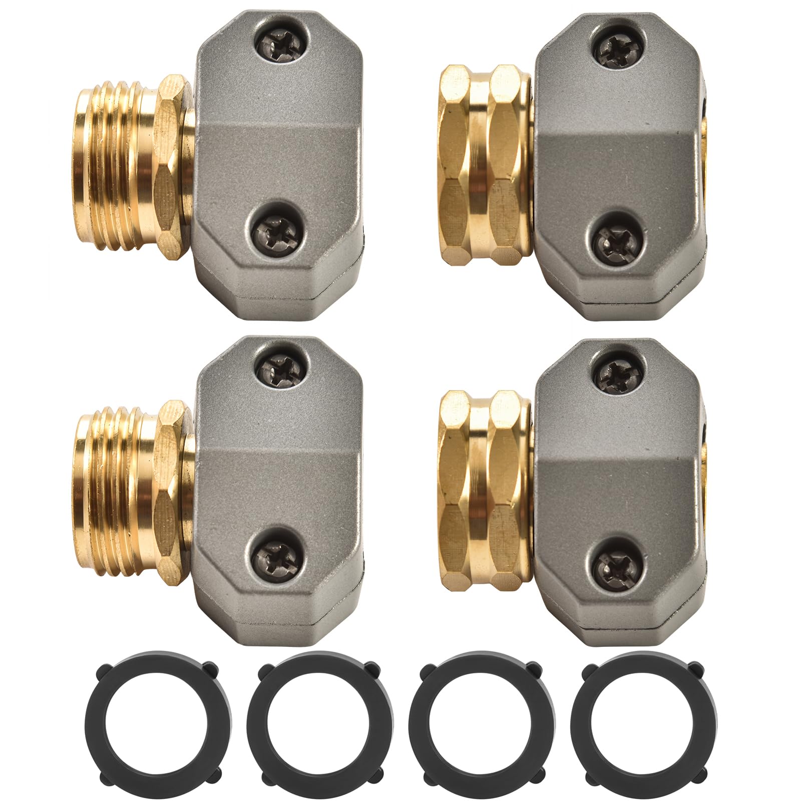 Sanpaint garden hose repair connector male shows a sturdy brass fitting for leak-free operation.