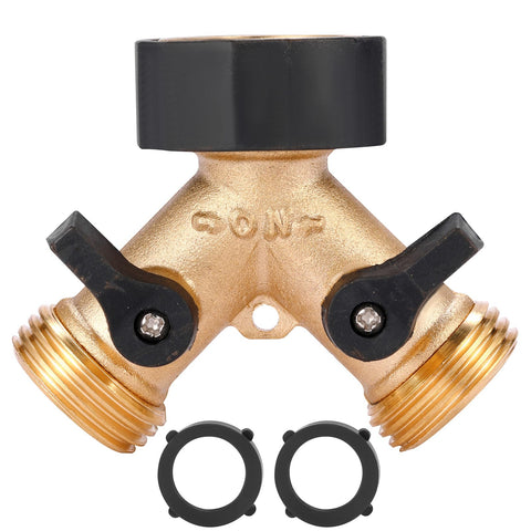Sanpaint garden hose splitter brass body with 2-way design for versatile watering