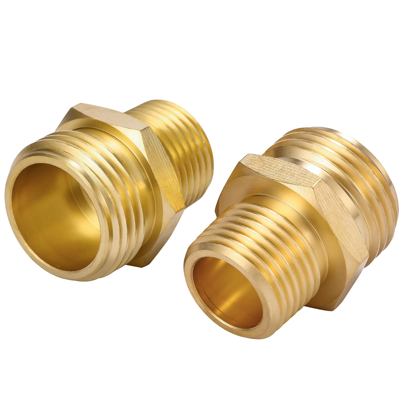 Two pack of Sanpaint brass connectors for flexible hose to pipe adaptations.