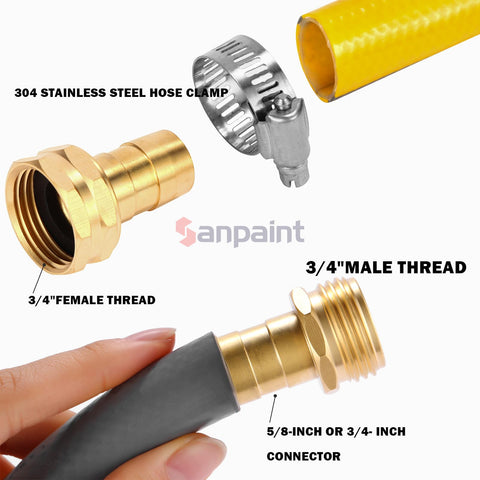 Sanpaint stainless steel clamps securing a hose joint