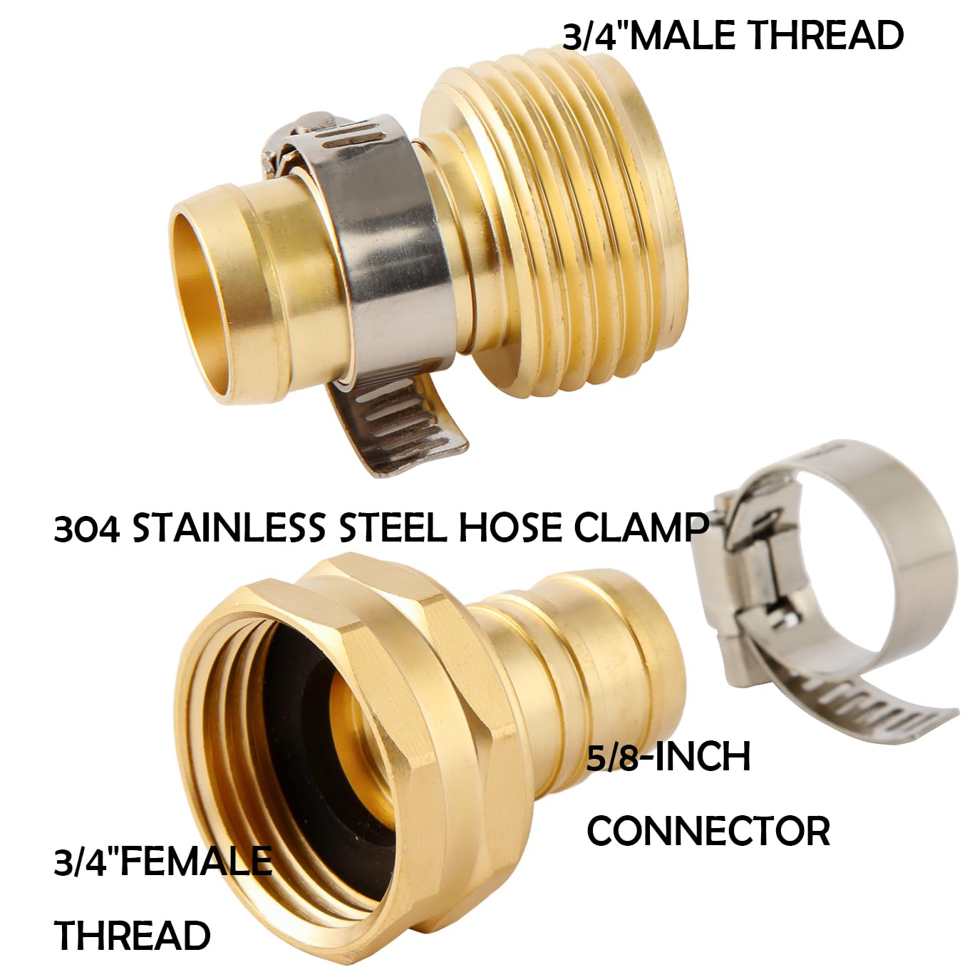 Sanpaint stainless steel hose clamps securing a tight end connection.