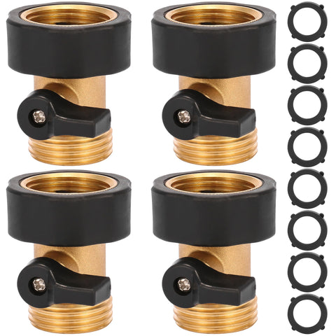 Sanpaint water hose shut off valve four-pack in brass for durable garden hose management.