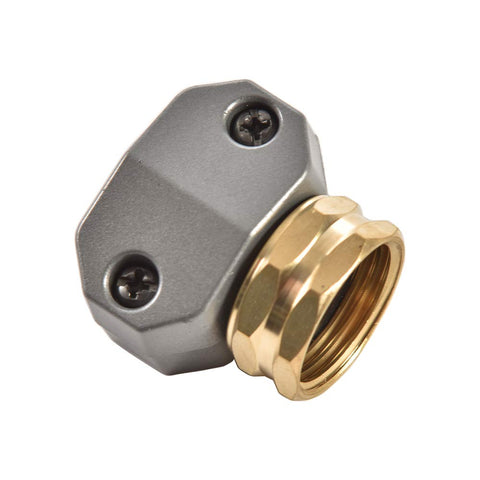 Sanpaint zinc and brass female clamp coupling for secure garden hose repairs.