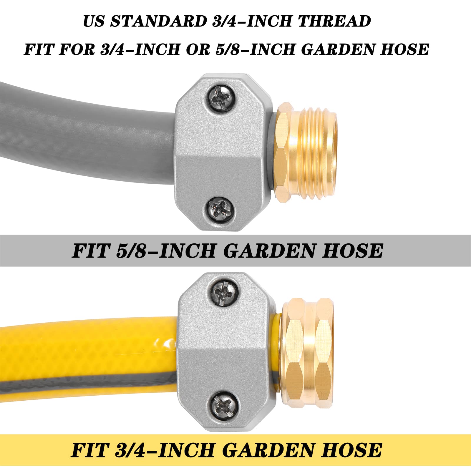 Sanpaint zinc clamp and screws close-up for secure, reusable hose fittings.
