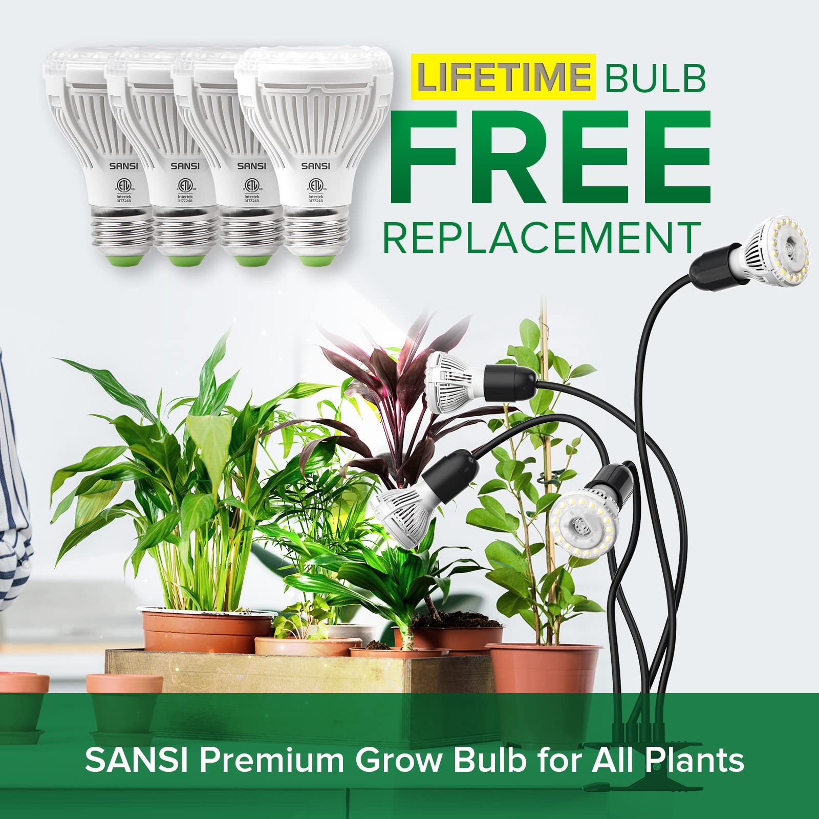 SANSI auto timer 4/8/12 hours simplifies daily lighting schedules.
