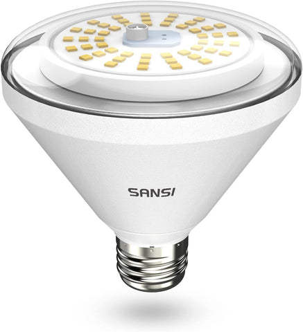 SANSI BR30 24W full-spectrum bulb with 120° beam for even plant coverage.