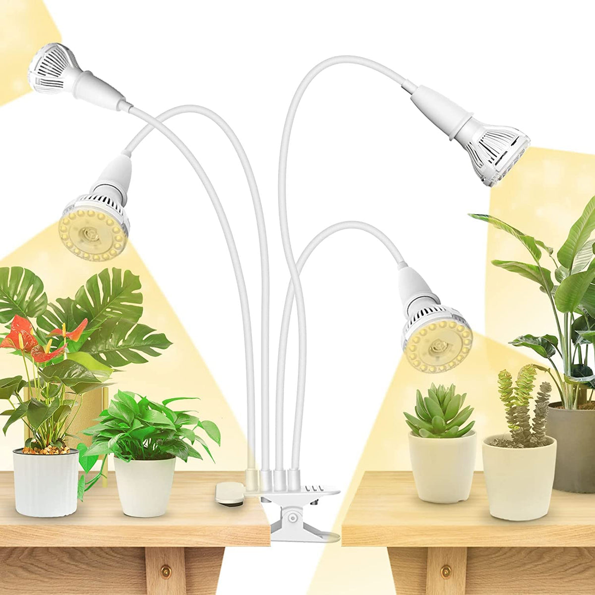 SANSI clip-on gooseneck light provides flexible indoor plant coverage
