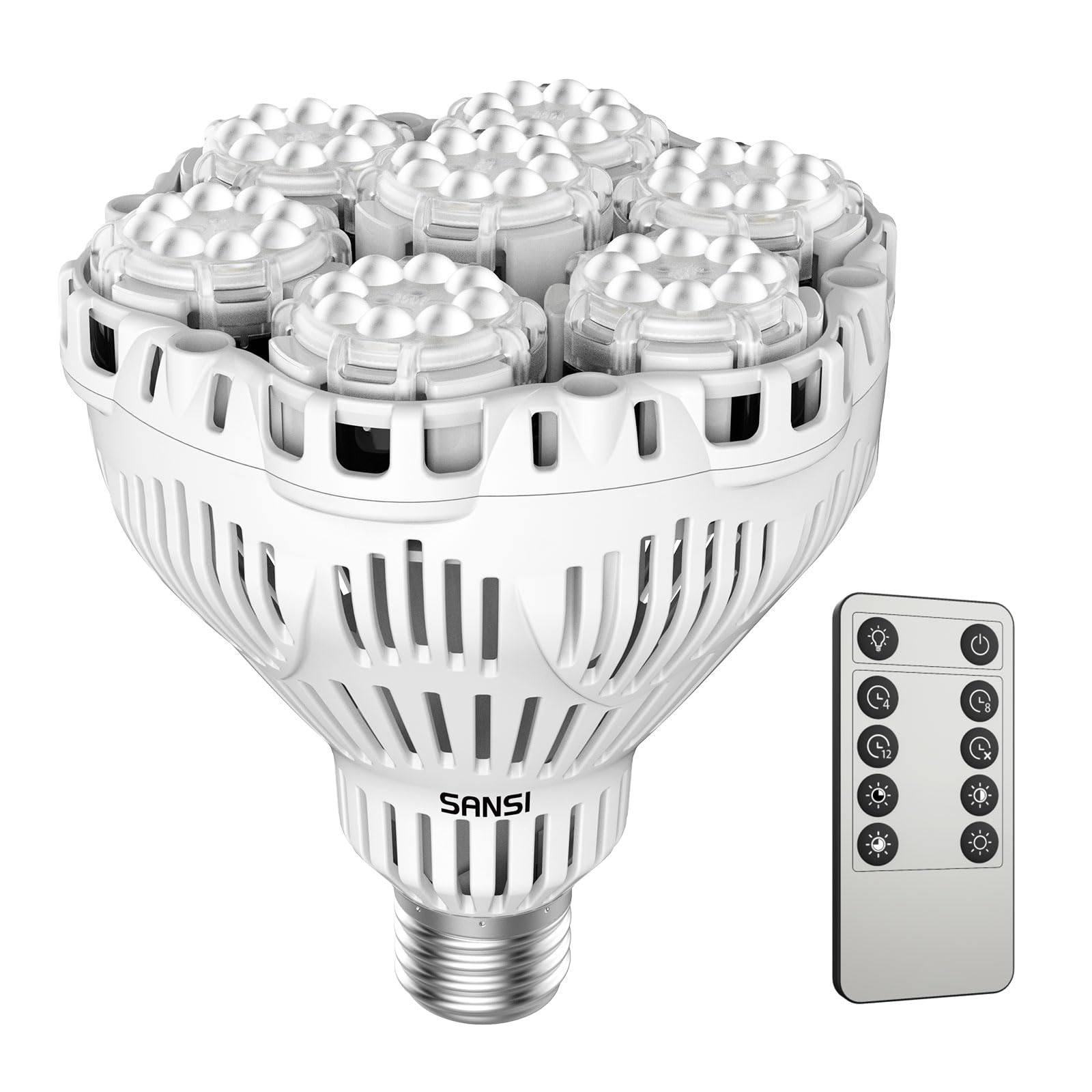 SANSI dimmable full-spectrum grow light bulb 4000K highlights indoor plant growth