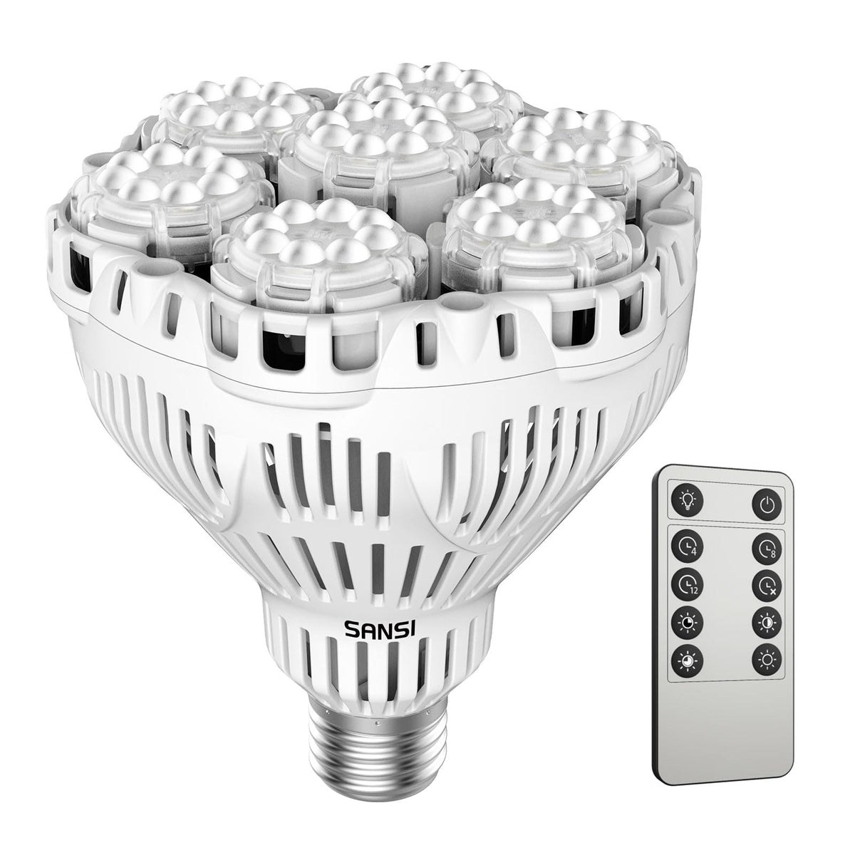 SANSI dimmable full-spectrum grow light bulb 4000K highlights indoor plant growth