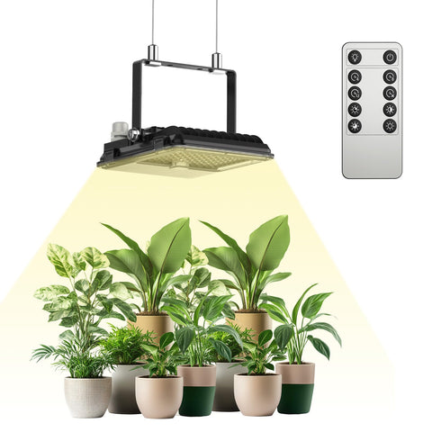 SANSI dimmable grow light front view with remote for easy brightness control