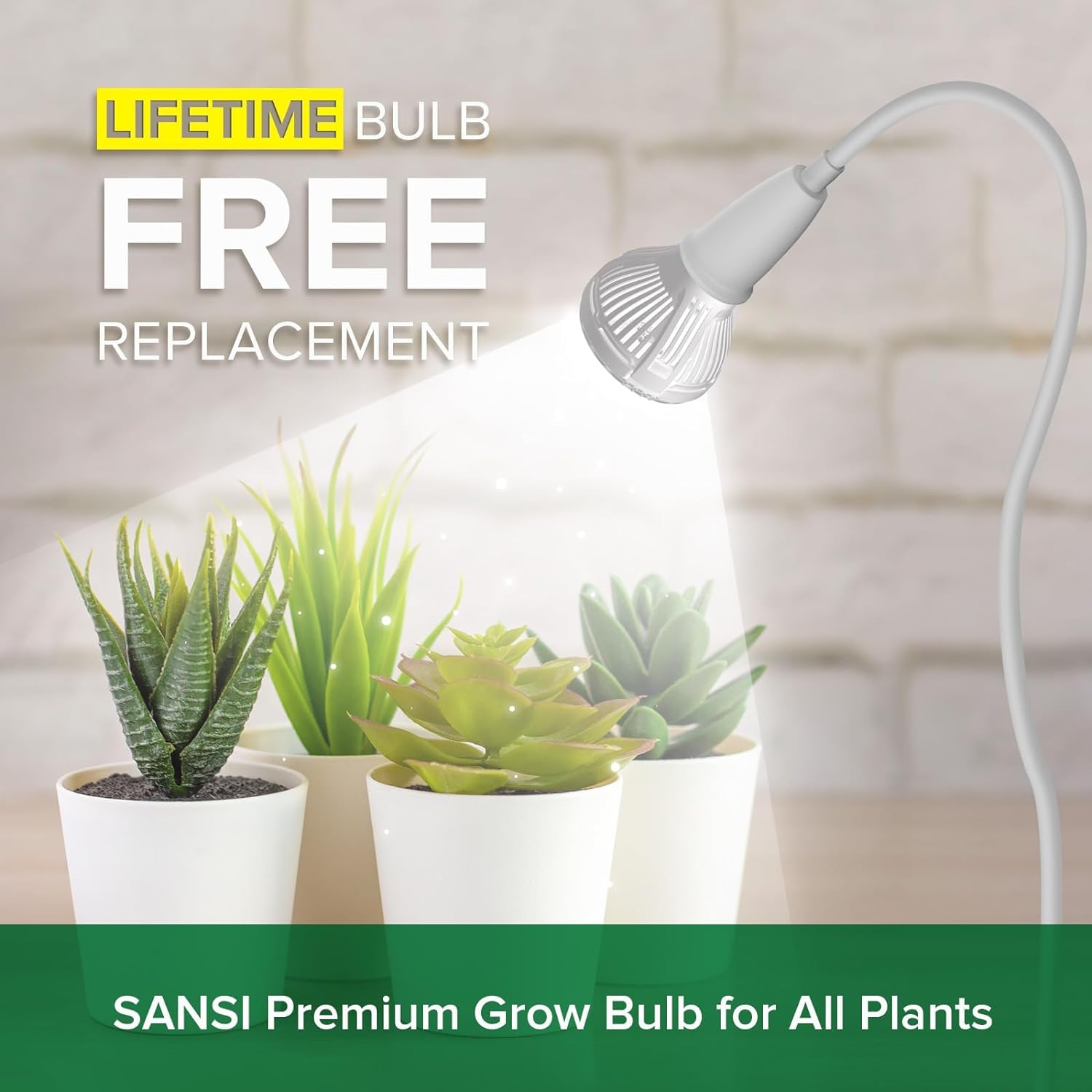 SANSI full-spectrum 380-880nm coverage supports all growth stages of indoor plants.
