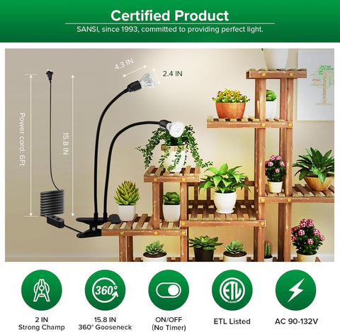 SANSI full spectrum 400-780 nm supports all growth stages.