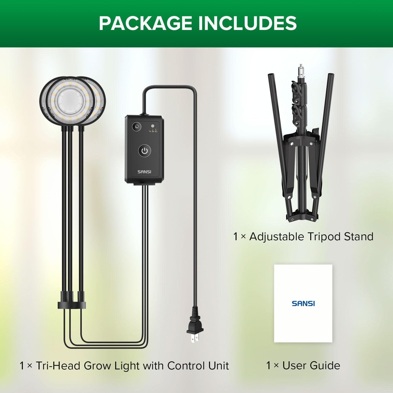 SANSI full-spectrum 4000K light with high CRI for vibrant indoor greenery.
