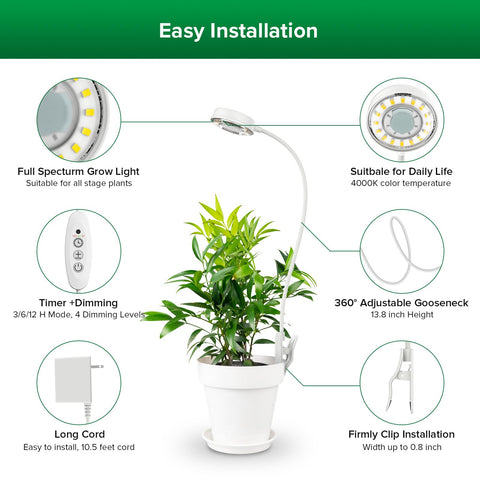Flexible gooseneck on the SANSI clip-on lamp allowing precise angle adjustment.