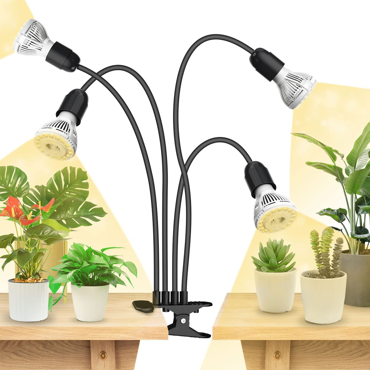 SANSI grow light with 360° gooseneck full-spectrum illuminating plants from all angles
