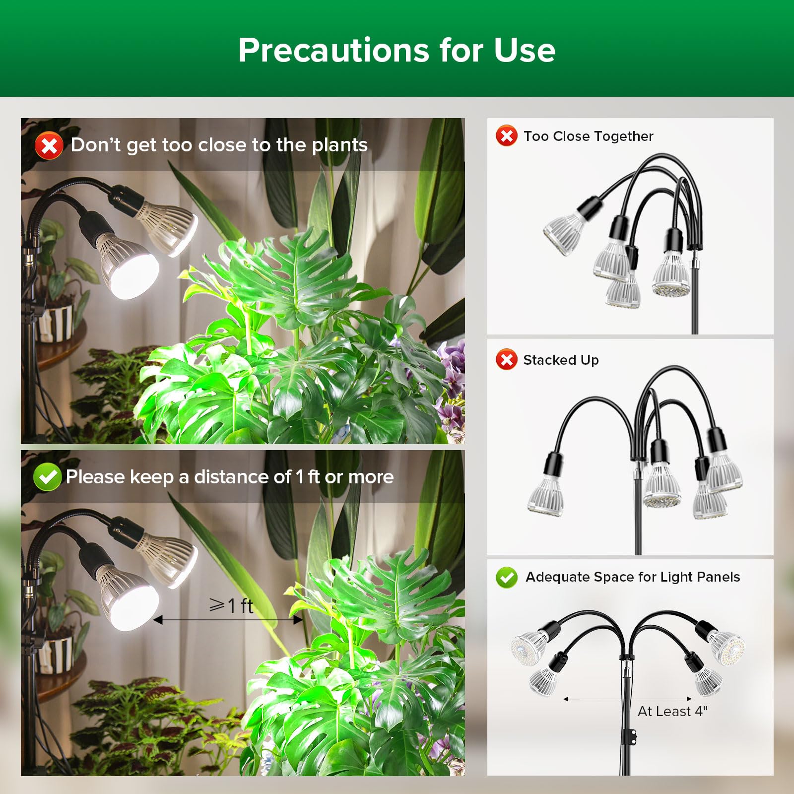 SANSI grow light with adjustable height supports tall indoor plants.