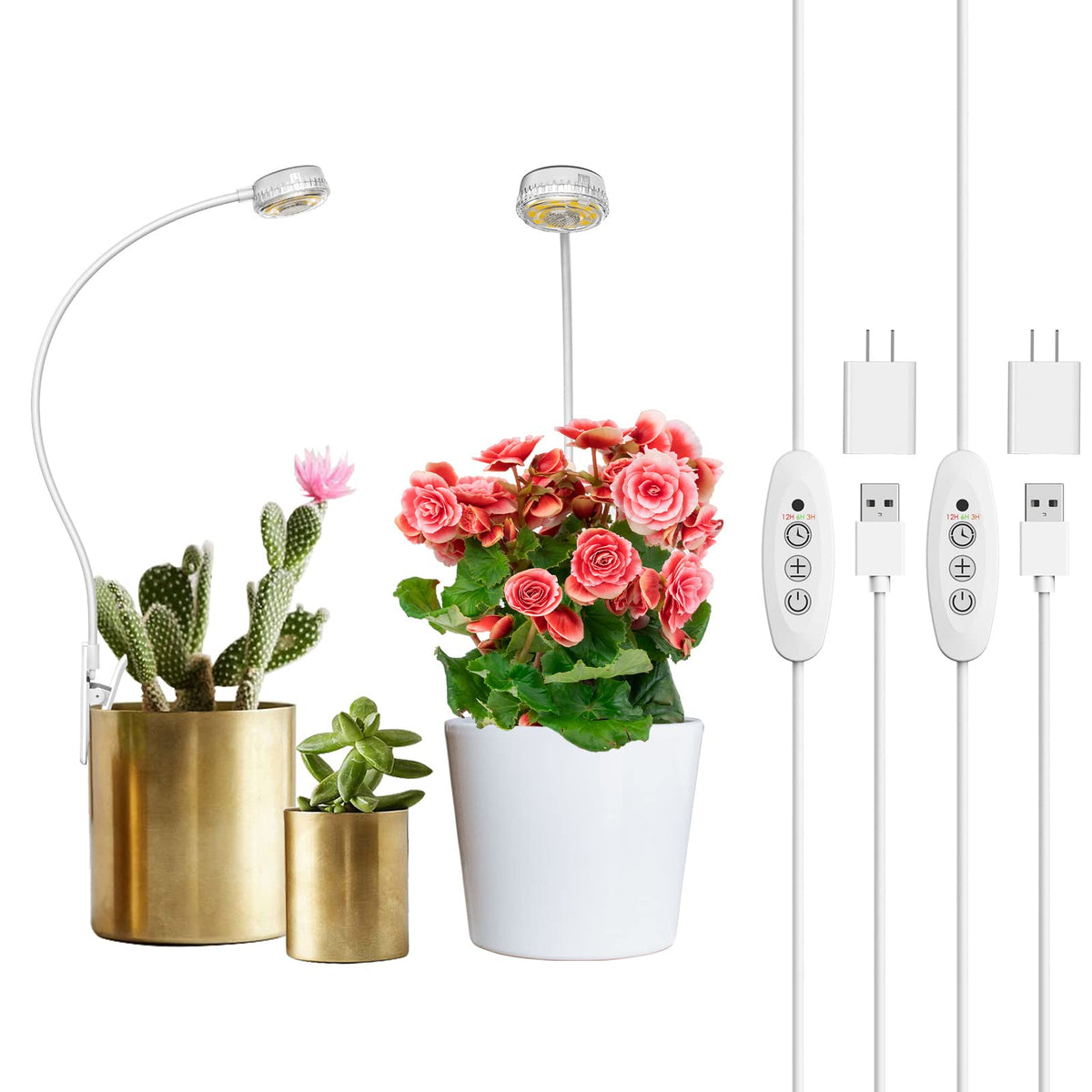 SANSI clip-on grow light attached to a potted plant for steady indoor growth