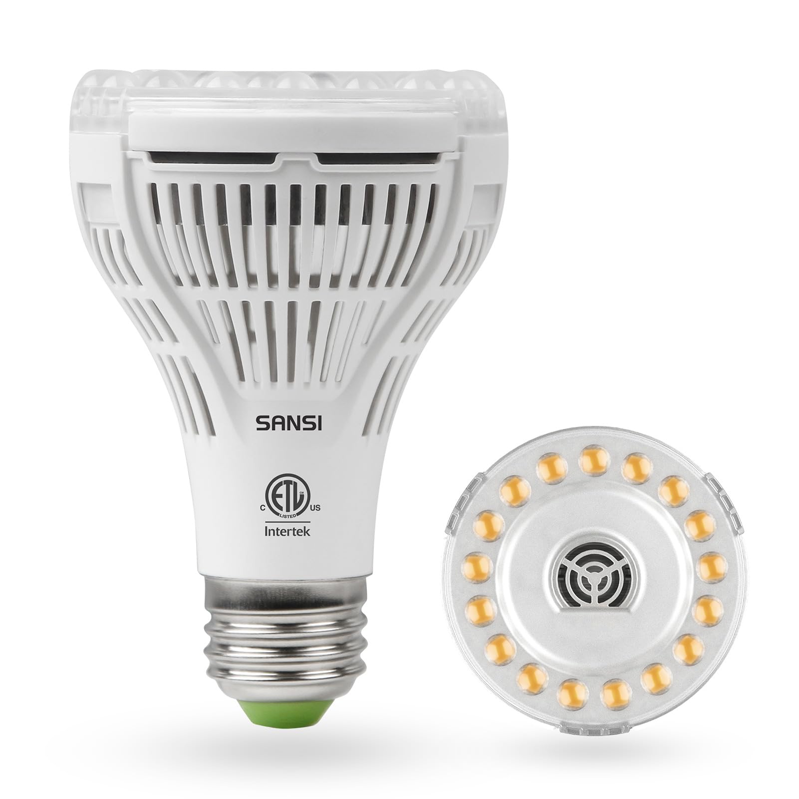 SANSI grow light full spectrum 4000K illuminates indoor plants for vibrant foliage.