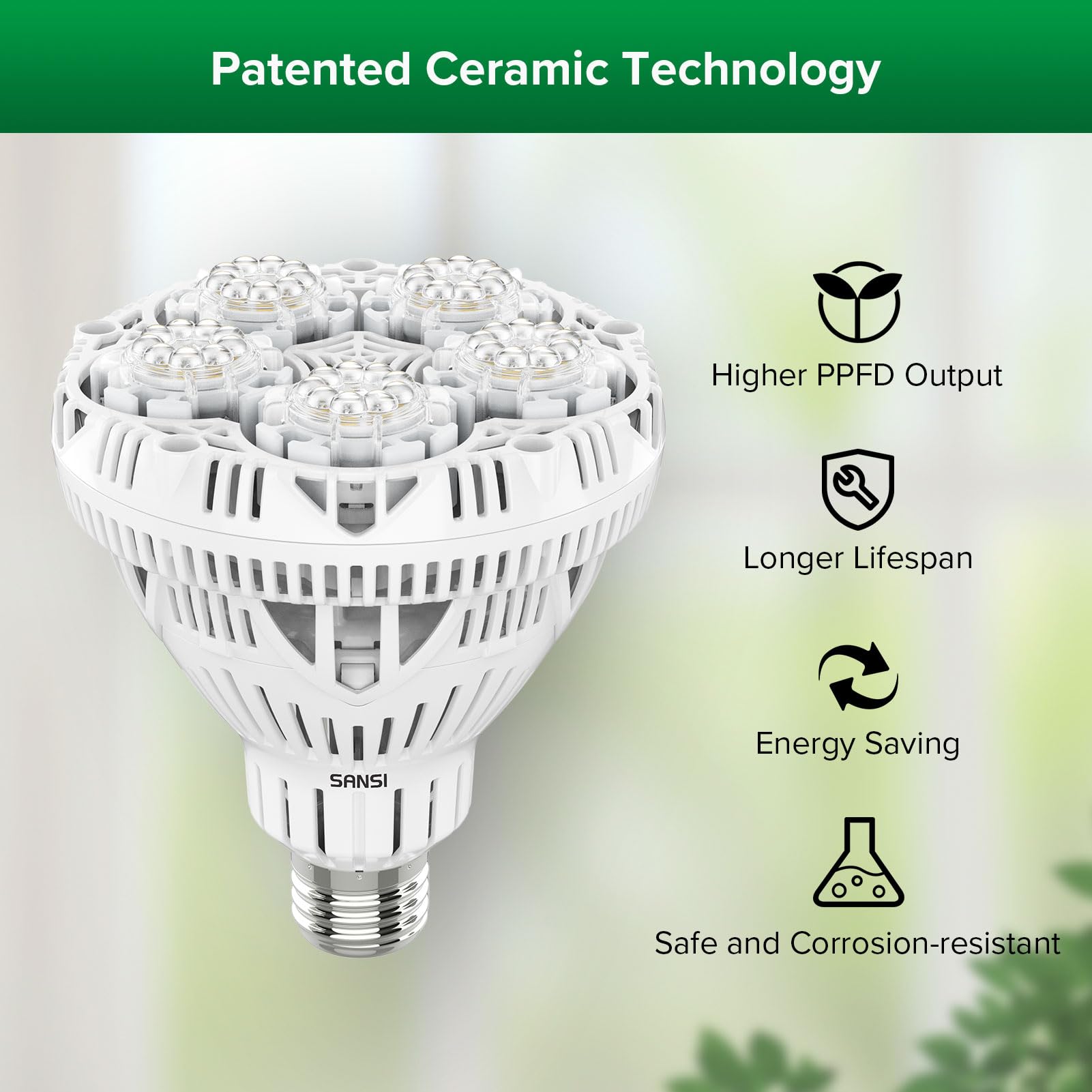 Replaceable bulbs on the SANSI grow light for easy maintenance