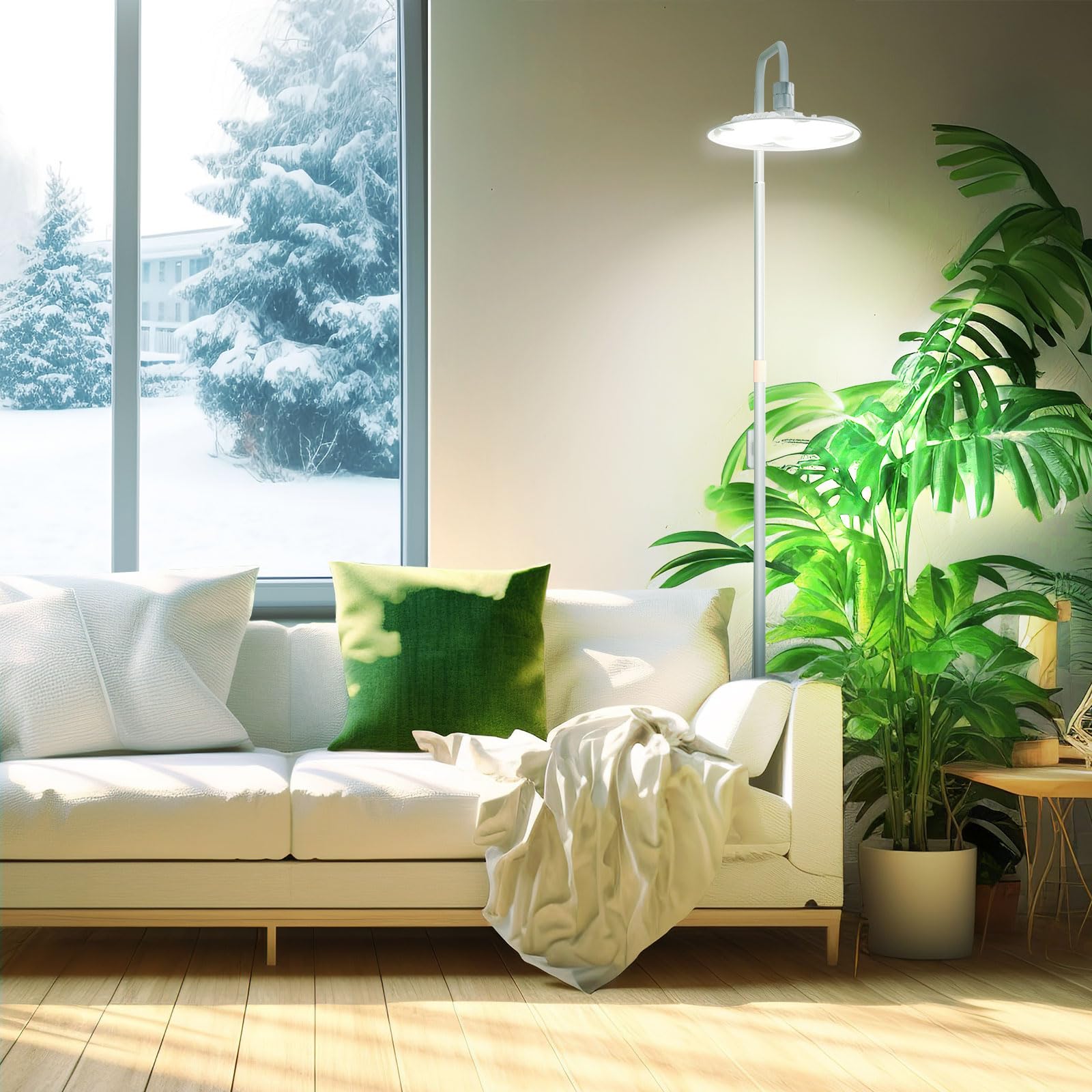 SANSI Grow Lights setup in a home to grow herbs and houseplants