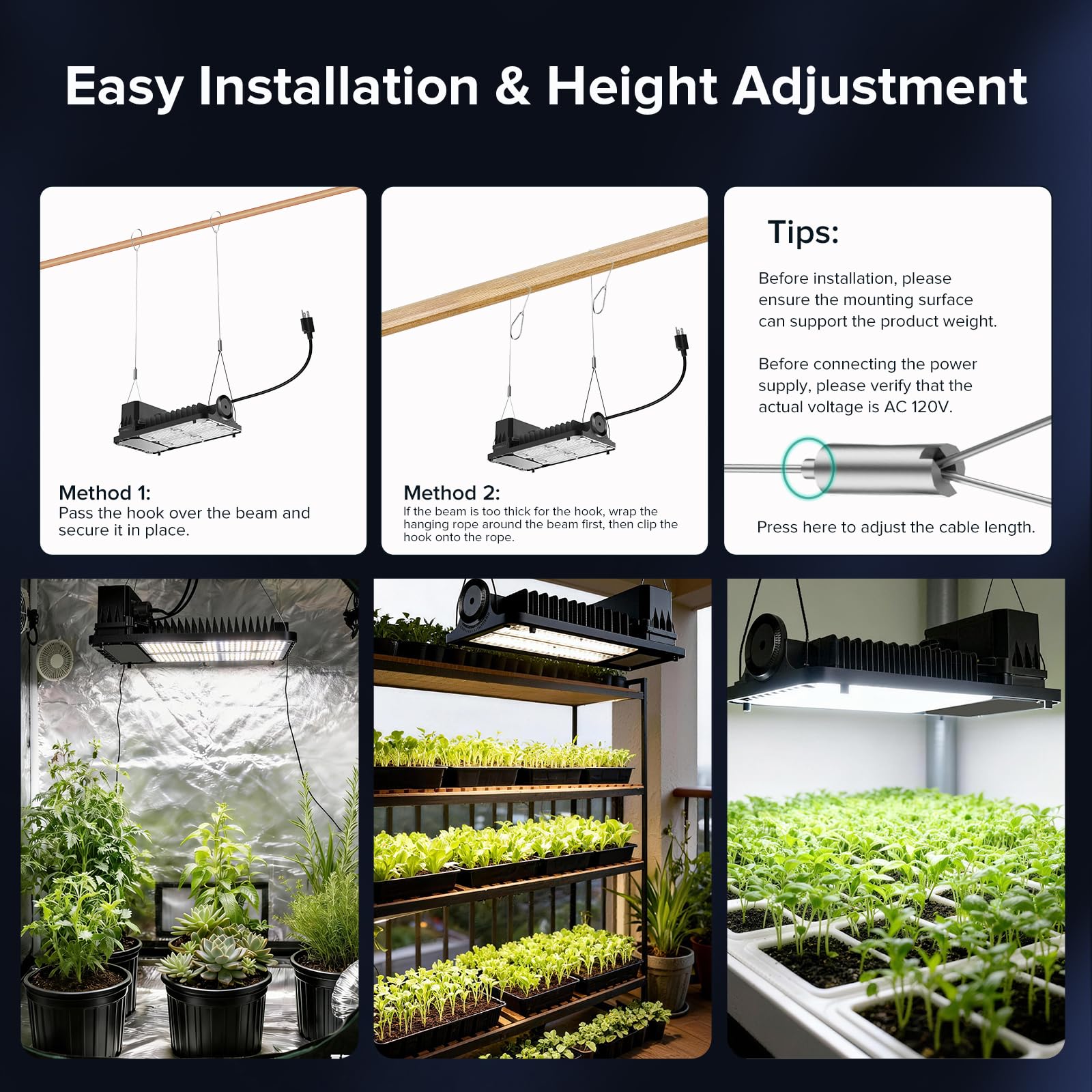SANSI fan-free operation keeps your grow space quiet