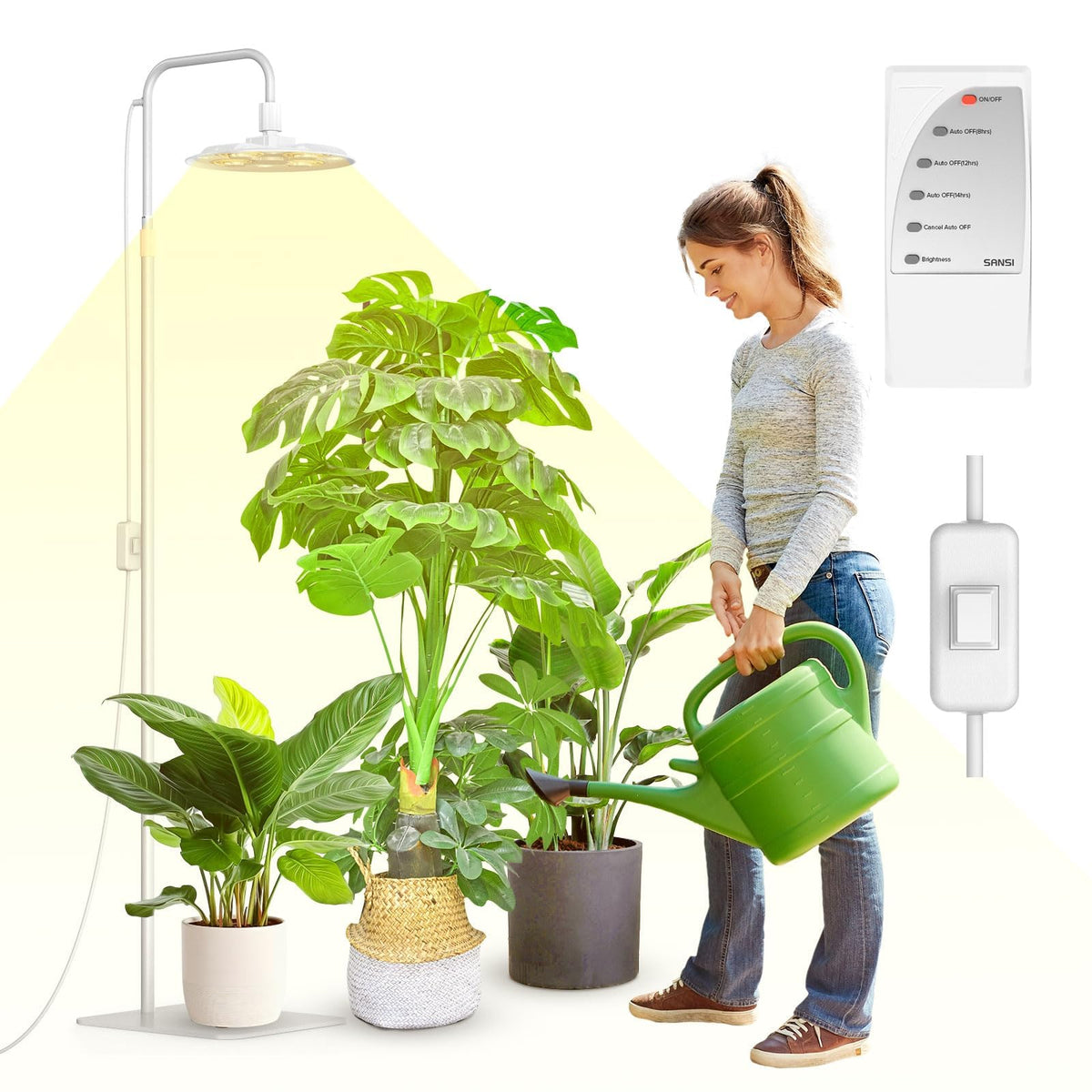 SANSI Grow Lights stand assembly with adjustable height supports tall indoor plants
