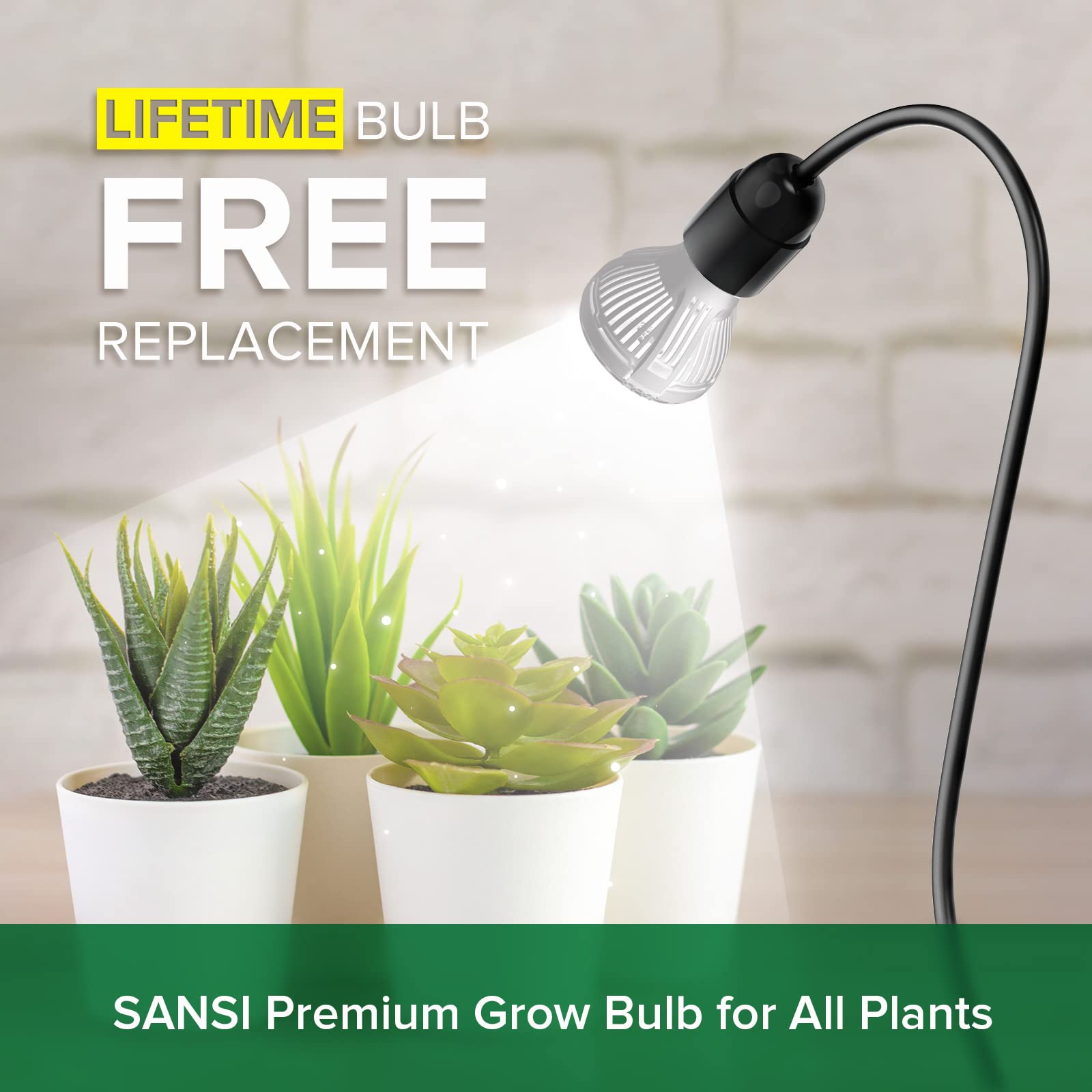 SANSI LED with 1000LM brightness for bright indoor plant growth.